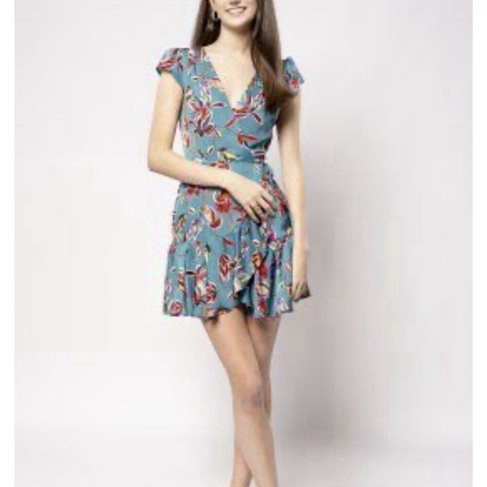 Zara Women’s Mini Wrap Floral Dress Small Silk Effect Multicolor Party Holiday